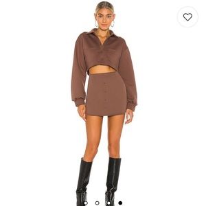 Danielle Guizio Fleece Button Skirt Set